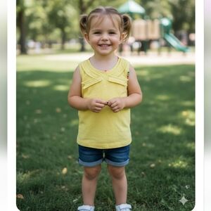 4 Funky Flavours Bright Yellow Sleeveless Shirt Size 5